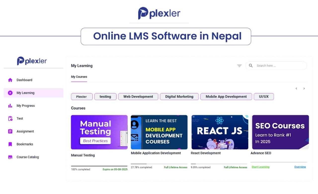 Plexler learner dashboard image